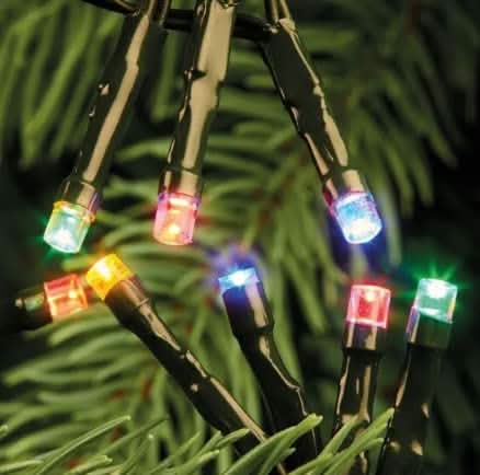 Battery operated Christmas lights displayed outdoors