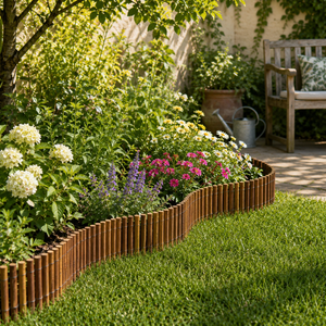 Natural willow edging positioned beside garden path