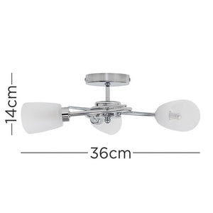 Ceiling light fixture with dimensions labeled on a white background