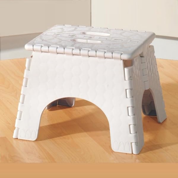 white folding step stool