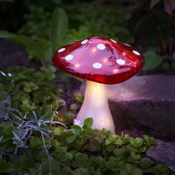 23cm red mushroom garden light