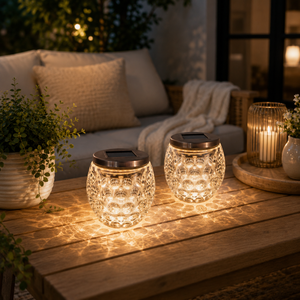 2 Pack Solar Powered Glass Ball LED Lantern