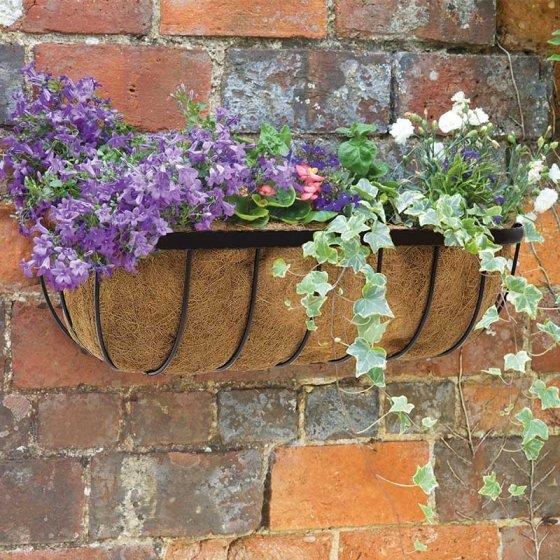 24 inch wall trough basket planter with coco liner