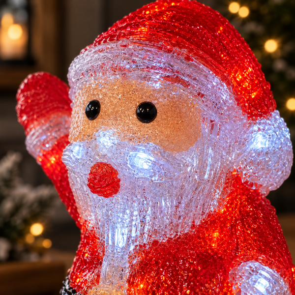 close up of inlit santa decoration