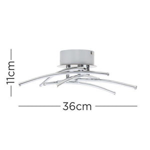 Ceiling light fixture with dimensions indicated on a white background