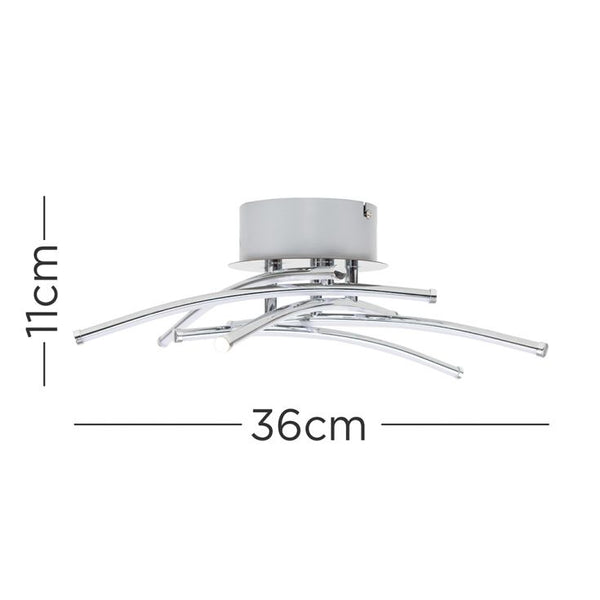 Ceiling light fixture with dimensions indicated on a white background