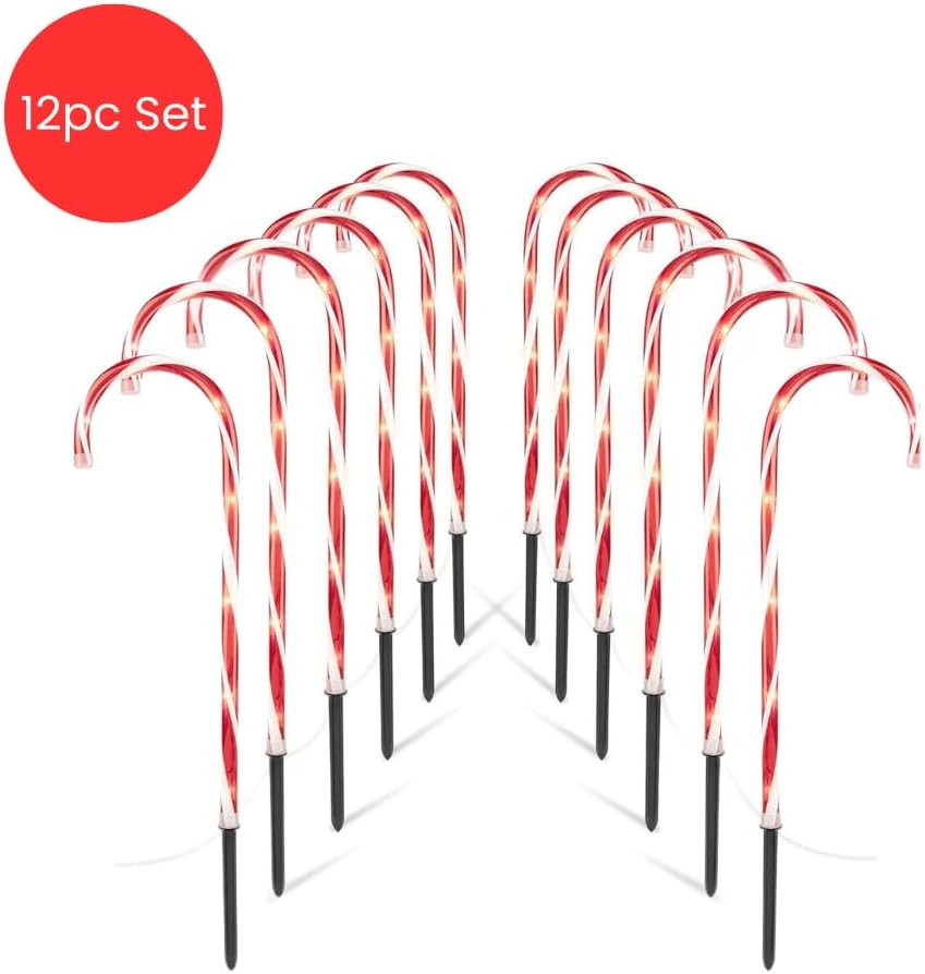 12 candy cane Christmas garden stake lights