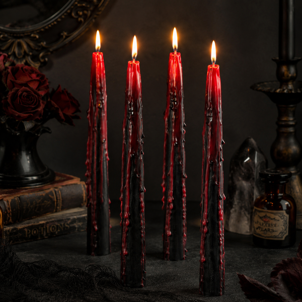 Four 25cm spooky candles for gothic decorating