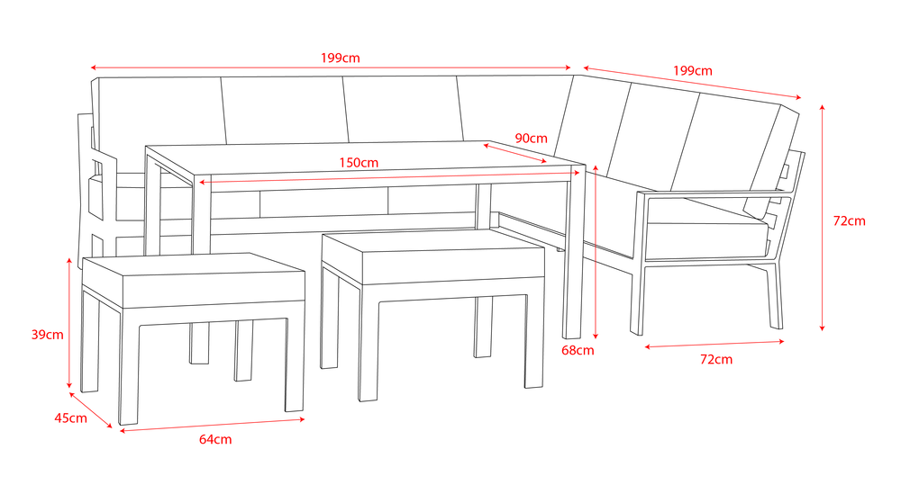 Titchwell Corner with Standard Table White