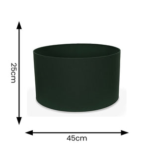 Black cylindrical pot with dimensions labeled on a white background