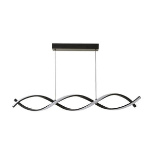 Modern pendant light with wavy design on a white background