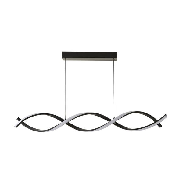 Modern pendant light with wavy design on a white background