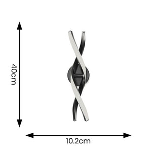 Wall-mounted light fixture with dimensions indicated on a white background
