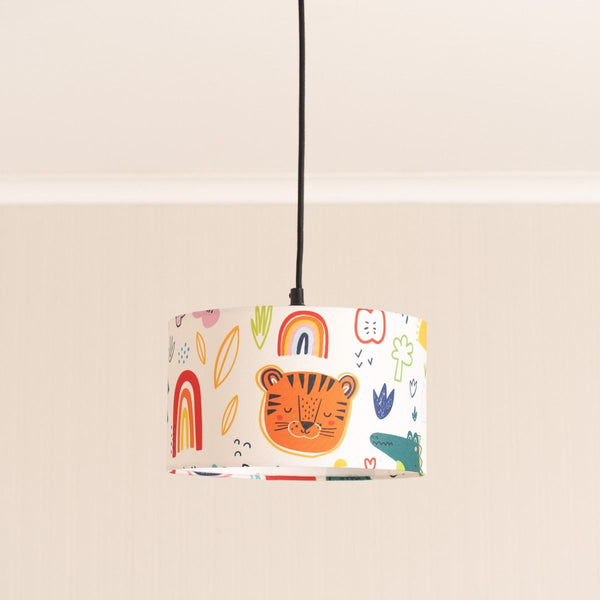 Lampshade with a tiger design on a beige background
