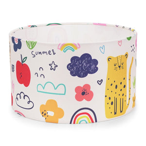 Colorful children's headband with various patterns on a white background