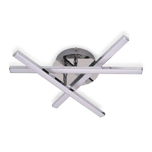 Modern ceiling light fixture with chrome finish on a white background