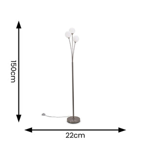 Floor lamp with dimensions indicated on a white background