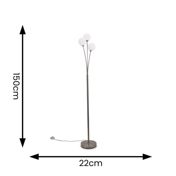 Floor lamp with dimensions indicated on a white background