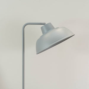 Gray floor lamp against a plain background