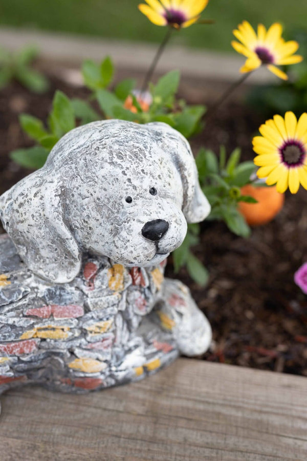 Rustic stone effect dog garden decoration