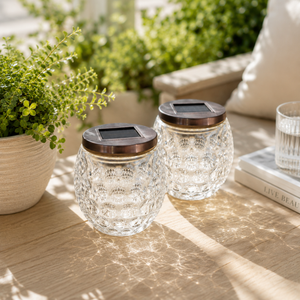 2 Pack Solar Powered Glass Ball LED Lantern