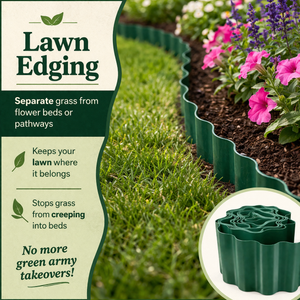 Green Wavy Lawn Edging Roll – Flexible Garden Border 30m
