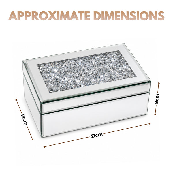 Crushed Diamond Mirrored Jewellery Box – Glam Vanity Storage Organizer