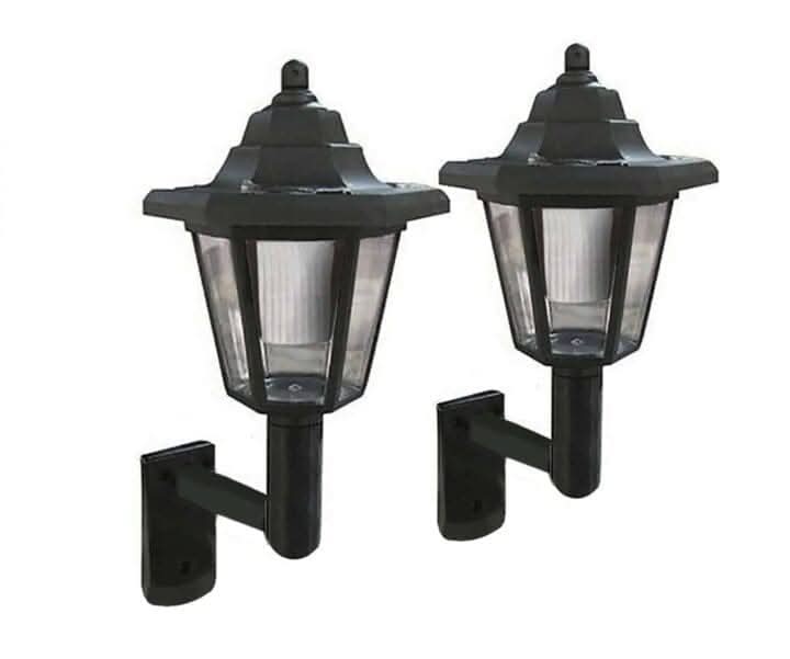 Two solar LED wall lights for outdoor use