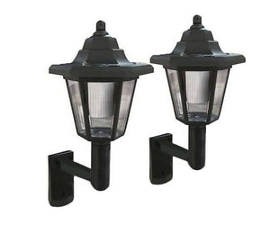 Two solar LED wall lights for outdoor use