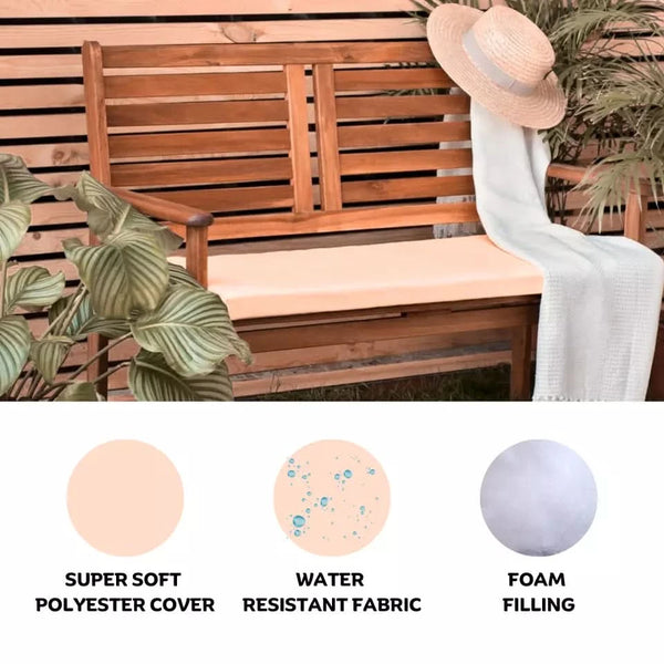 Cream seat pad fitted to garden furniture