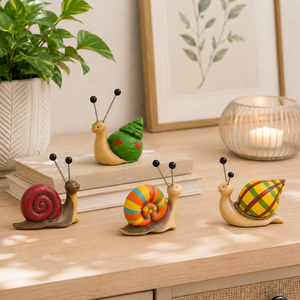 4 Piece Colourful Snail Garden Ornaments Resin Mini Statues