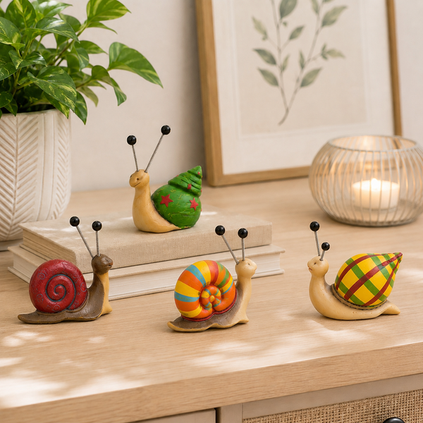 4 Piece Colourful Snail Garden Ornaments Resin Mini Statues