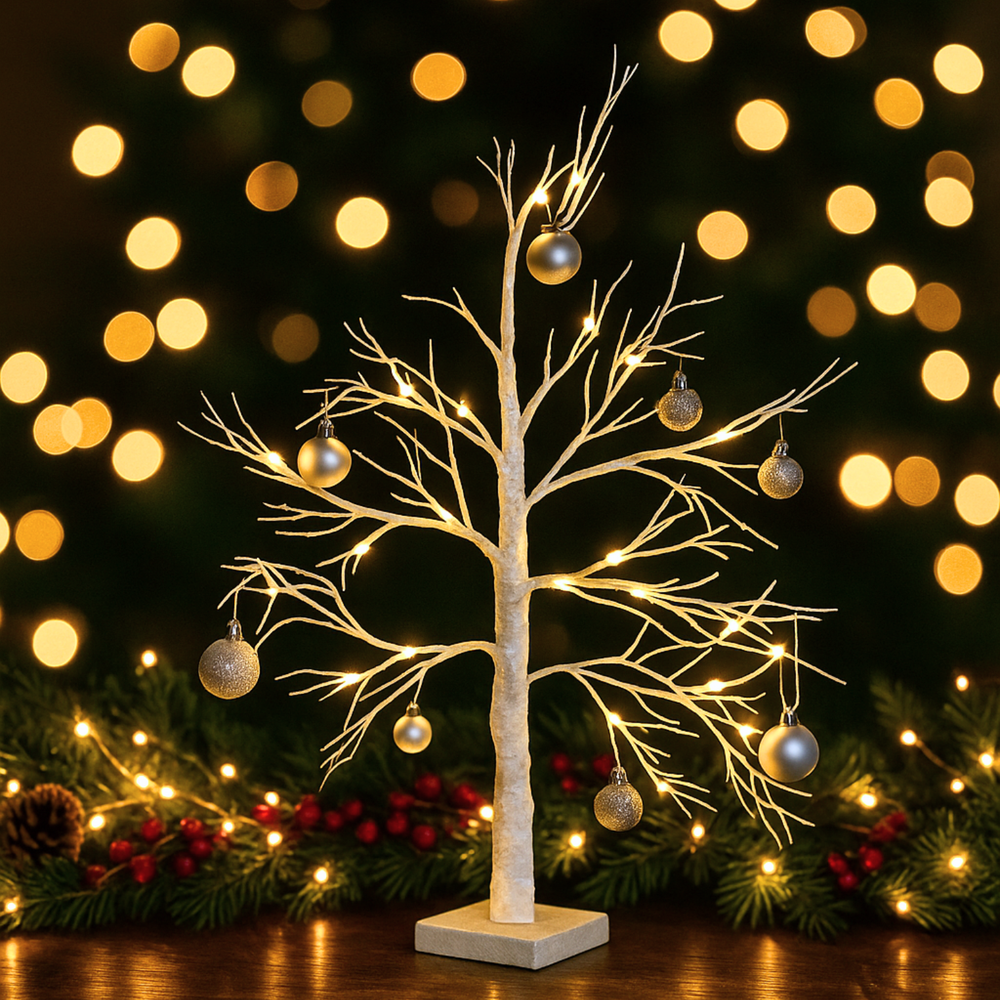 2ft festive LED twig tree with warm white lights