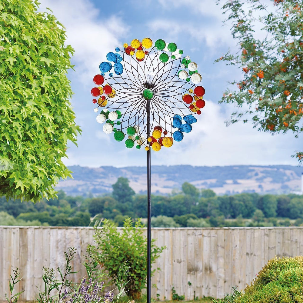 Extra large solar wind spinner with LED globe