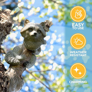 Novelty Resin Tree Hugging Hanging Resin Peeking Animal - Racoon