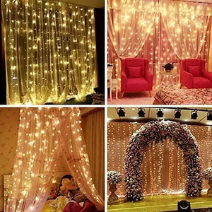 Warm white string curtain lights with ten hanging strands