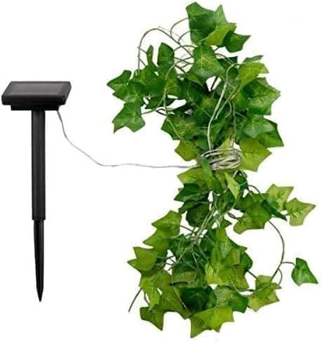 LED solar ivy flower string lights glowing outdoors