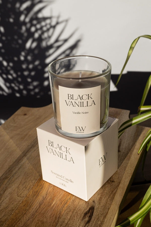 Single wick Black Vanilla candle with warm fragrance