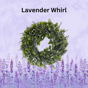 Lavender wreath displayed on a front door
