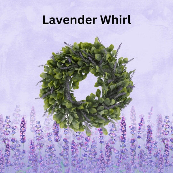 Lavender wreath displayed on a front door