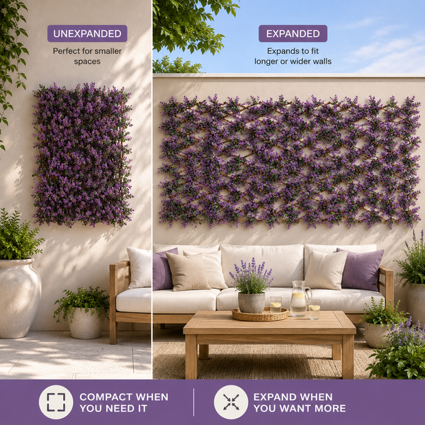 Violet Artificial Faux Leaves Flowers Decorative Trellis