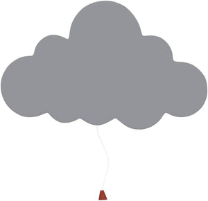 Gray cloud-shaped balloon with a red string on a white background