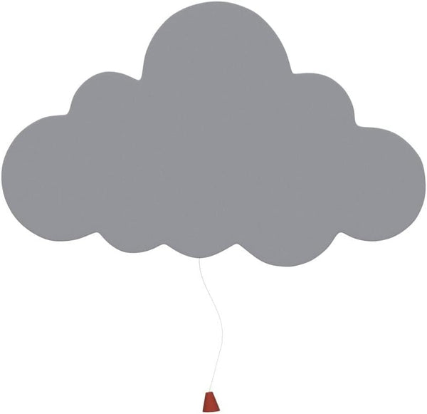 Gray cloud-shaped balloon with a red string on a white background