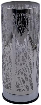 Decorative cylindrical trash bin with a textured design on a white background