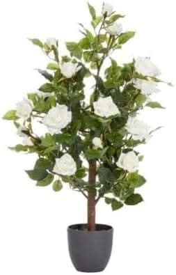 Regent's Rose Potted Plant Home Garden Faux Flowers - White 80cm