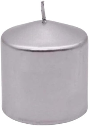 Metallic Silver Pillar Candle