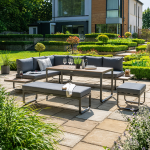 Contemporary outdoor patio dining set in garden