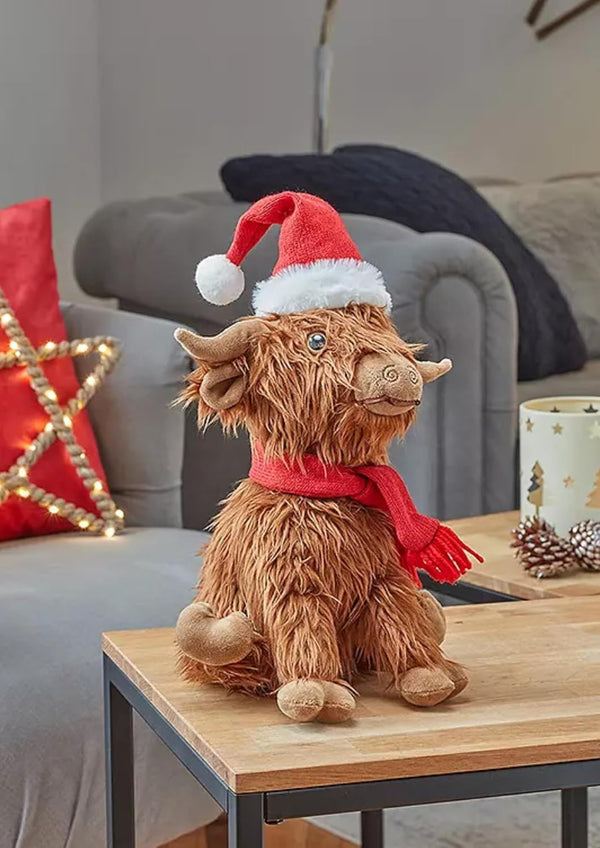 Large 33cm Highland cow Christmas decoration