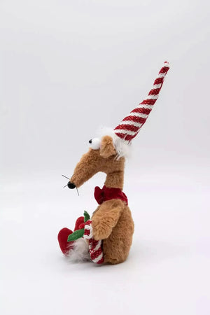 33cm festive rat ornament with candy cane accessories