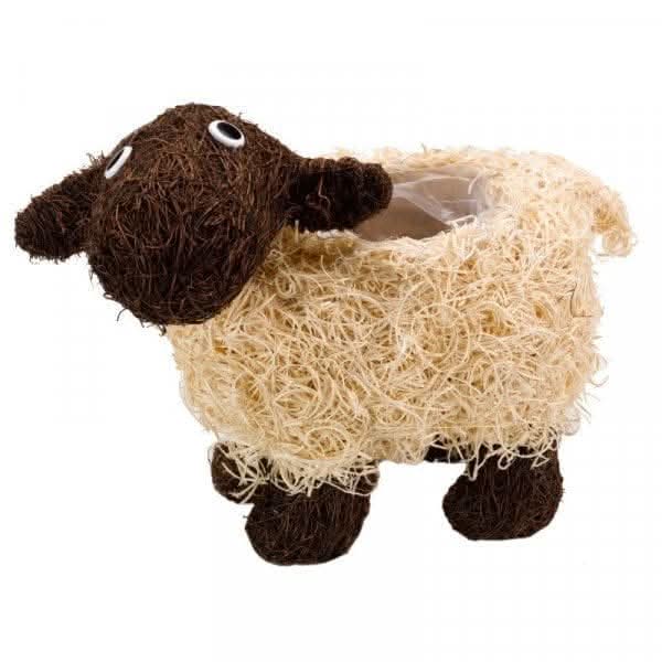 Shelley sheep rattan garden planter measuring 33 x 26cm